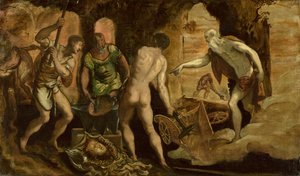 De smidse van Vulcanus door Domenico Robusti Tintoretto