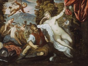 Venus en Mars met Cupido en de Drie Gratiën in een Landschap