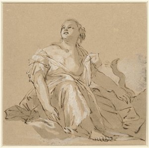 Zittende Juno op wolken door Domenico Zanetti (attributed to)
