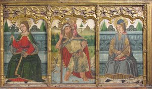 Predella-paneel met Sint-Brigida, Sint-Christoffel en Sint-Kilian van Retabel door Domingo Ram
