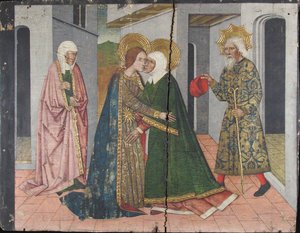 De Visitatie Paneel van het Sint-Jansretabel, 15e eeuw