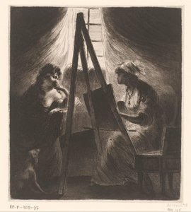 Elisabeth Vigée-Le Brun een vrouw portretterend door Dominique Vivant Denon (baron)
