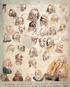 Verschillende gezichten in 30 hoofden van Voltaire door Dominique Vivant Denon