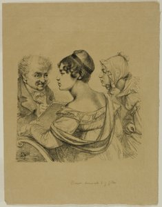 Zelfportret met twee jonge dames door Dominique Vivant Denon