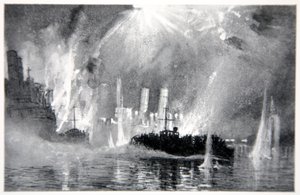 Motorlanceringen redden bemanningen van de blokkadeschepen bij Zeebrugge, illustratie uit 