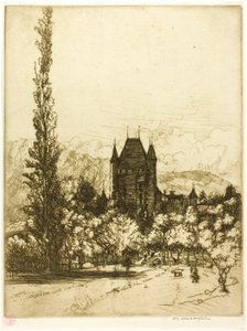 Een kasteel in Thun, Zwitserland door Donald Shaw MacLaughlan