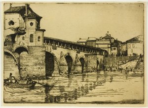 Ponte Ticino, Pavia door Donald Shaw MacLaughlan