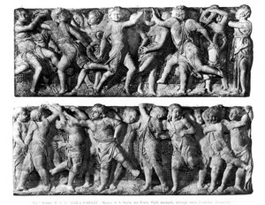 Dansende Putti Paneel, van de Cantoria, van de Zanggalerij van de Duomo (marmer) door Donatello