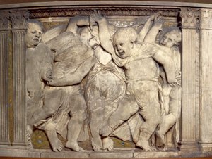 Tegel met dansende putti