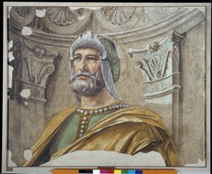 Man van Wapens met Baard en Helm door Donato Bramante