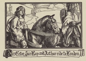 Sir Ector, Sir Kay en Arthur rijden naar Londen