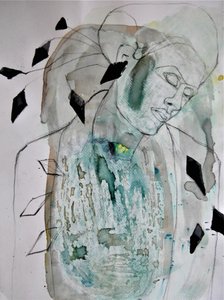 Contemplatief groen portret