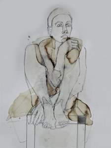 Contemplatieve zittende figuur door Doris Schmitz