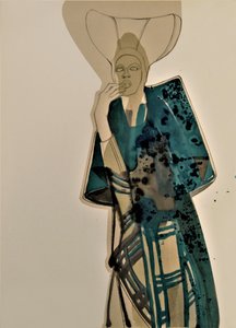 Elegant modefiguurtje in blauwgroen door Doris Schmitz