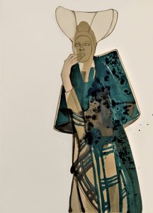 Elegant modeportrait in blauwgroen door Doris Schmitz