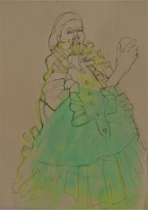 Elegante vrouw – groene schets door Doris Schmitz