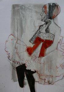 Elegante vrouw met rode strik door Doris Schmitz