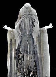Etherische figuur met capuchon door Doris Schmitz