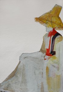 Man met strohoed door Doris Schmitz
