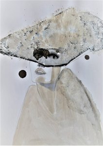 Portret met mysterieuze hoed door Doris Schmitz