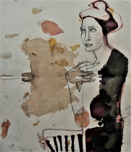 Peinzende figuur en bladeren door Doris Schmitz