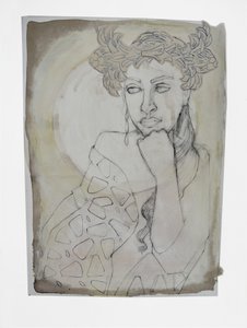 Peinzende vrouw met kroon door Doris Schmitz