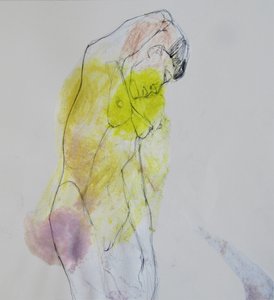 Geel naaktfiguur door Doris Schmitz