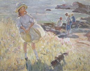 Op de kliffen (olieverf op doek) door Dorothea Sharp