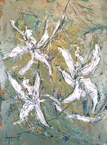 Dansende witte bloemen door Dorothy Fagan