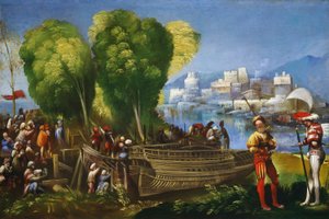 Aeneas en Achates aan de Libische kust door Dosso Dossi