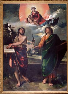 Maagd en kind met Johannes de Doper en Johannes de Evangelist door Dosso Dossi