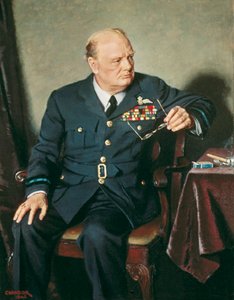Portret van de Britse premier Winston Churchill door Douglas Chandor