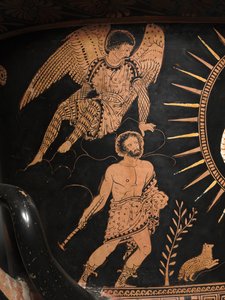 (detail) van een roodfiguren lekythos door Douris