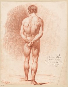 Staand mannelijk naakt, op de rug gezien (2e prijs 1819) door Douwe de Hoop
