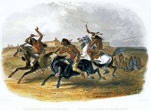 Paardenrennen van Sioux-indianen bij Fort Pierre, 1843 door Du Casse and Doherty
