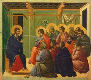 Christus wordt gescheiden van de apostelen (detail) door Duccio di Buoninsegna