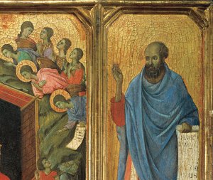 Detail van Predella paneel, Altaarstuk van Maesta di Siena door Duccio di Buoninsegna