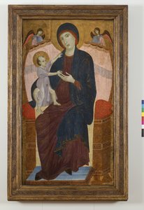 Madonna en Kind op de troon en Engelen door Duccio di Buoninsegna