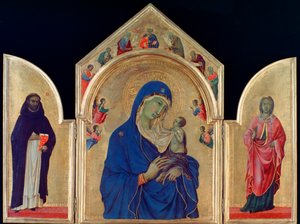 Madonna en Kind met St. Dominicus en St. Aurea, c1315 door Duccio di Buoninsegna