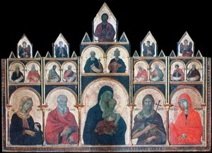 De Heilige Maagd met het Christuskind en Heiligen, c1278-1318 door Duccio di Buoninsegna