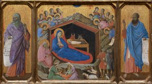 De Geboorte met de Profeten Jesaja en Ezechiël door Duccio di Buoninsegna
