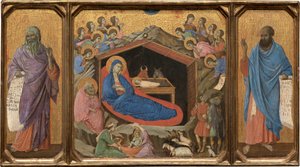 De geboorte van Christus met de profeten Jesaja en Ezechiël