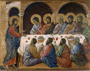 De Passie van Christus - Achterkant van het altaarstuk door Duccio di Buoninsegna