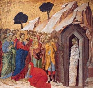 De opwekking van Lazarus door Duccio di Buoninsegna