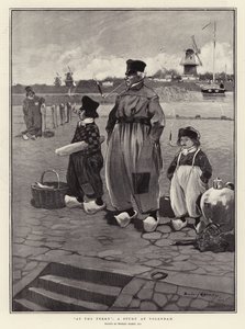 Bij de veerboot, een studie in Volendam door Dudley Hardy