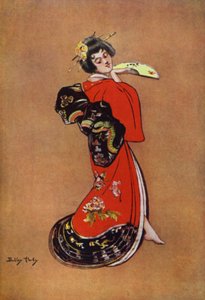 De Geisha, ontwerp voor een poster (kleur litho) door Dudley Hardy