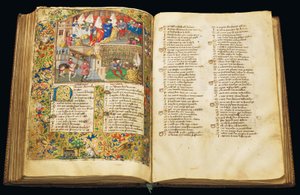 Pagina uit "La Belle Dame Sans Merci" door Alain Chartier, Parijs, begin 15e eeuw door Dunois Master