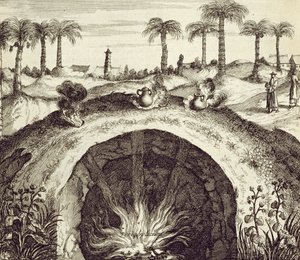 Een gigantische ondergrondse stoomkoker, uit China Illustrated door Athanasius Kircher (1601-80) 1667 door Dutch School