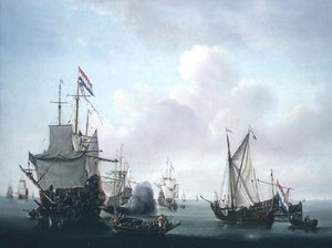 Een Scheepsscène door Dutch School