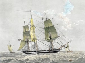 Amerikaanse marinekorvet onder zeil, begin 19e eeuw door Dutch School